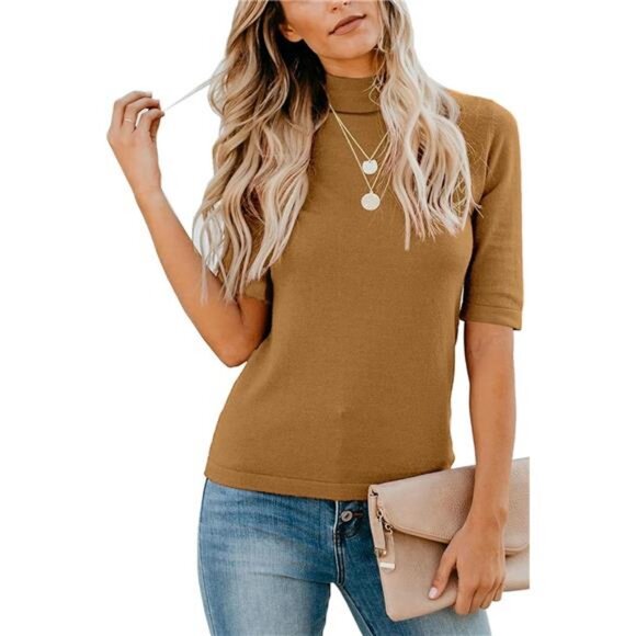 Business Casual Tops for Women Dressy Cute Tops Mock Turtleneck Tshirts Shirts - Picture 1 of 7